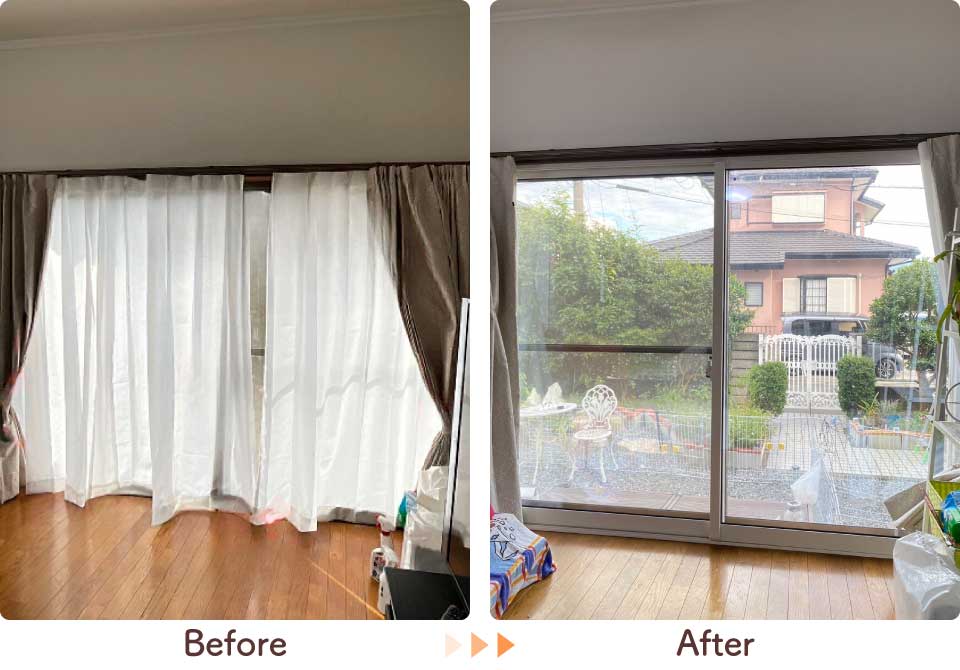 福岡県久留米市H様掃き出し窓内窓リフォームビフォーアフター