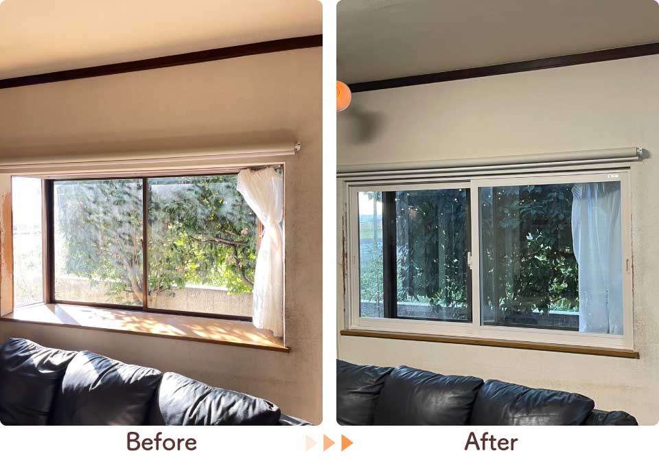 福岡県柳川市K様出窓1内窓リフォームビフォーアフター