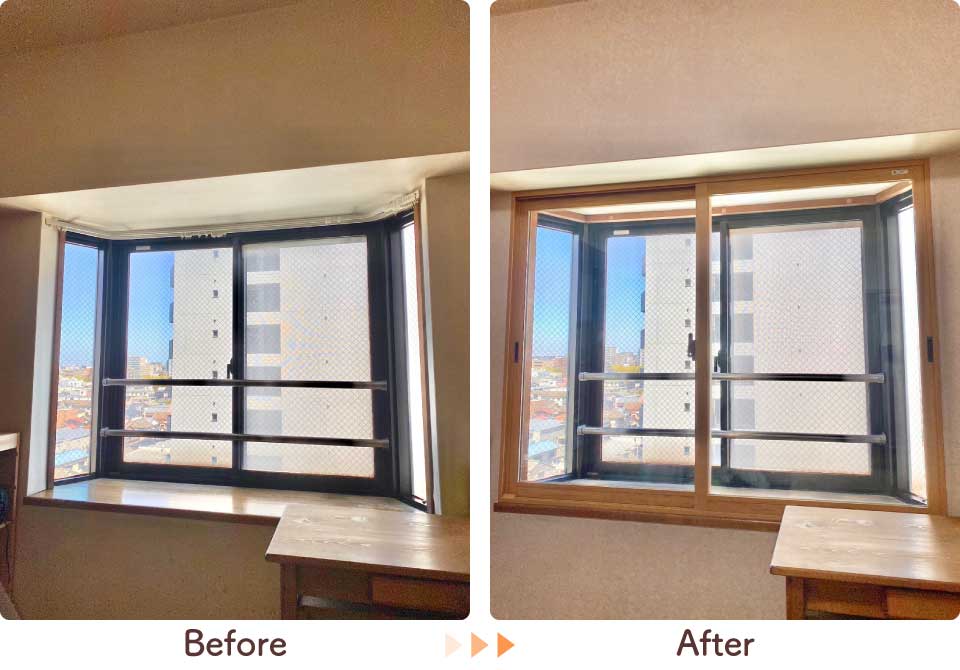 福岡県福岡市東区O様出窓内窓リフォームビフォーアフター