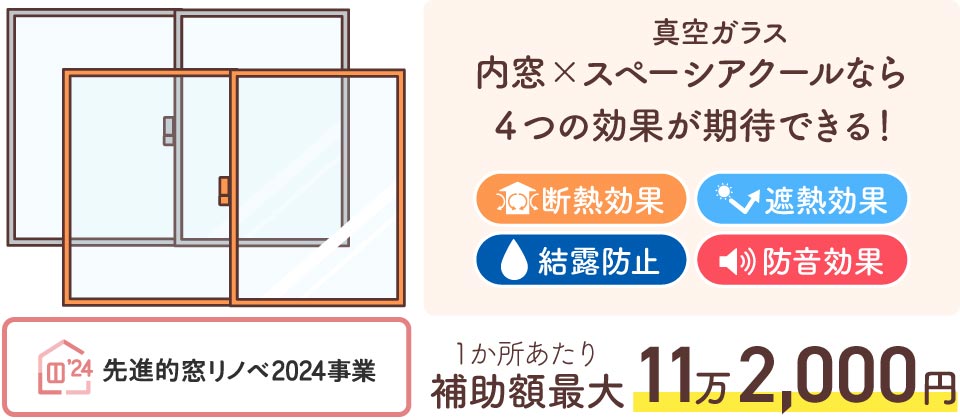 真空ガラススペーシアクール入り内窓の効果と補助額