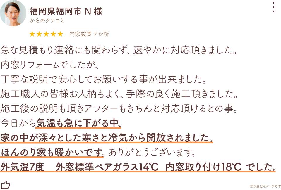 福岡県福岡市南区N様Low-E複層ガラス入り内窓リフォーム口コミ全文