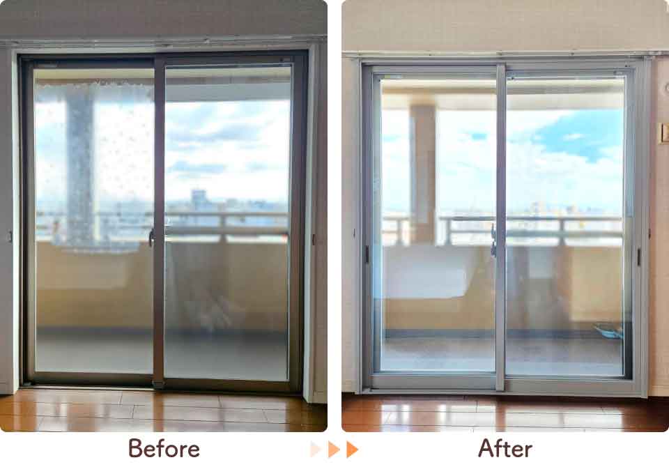 佐賀県佐賀市T様内窓リフォーム寝室右掃き出し窓ビフォーアフター