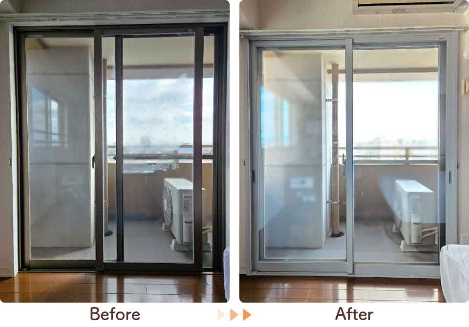 佐賀県佐賀市T様内窓リフォーム寝室左掃き出し窓ビフォーアフター
