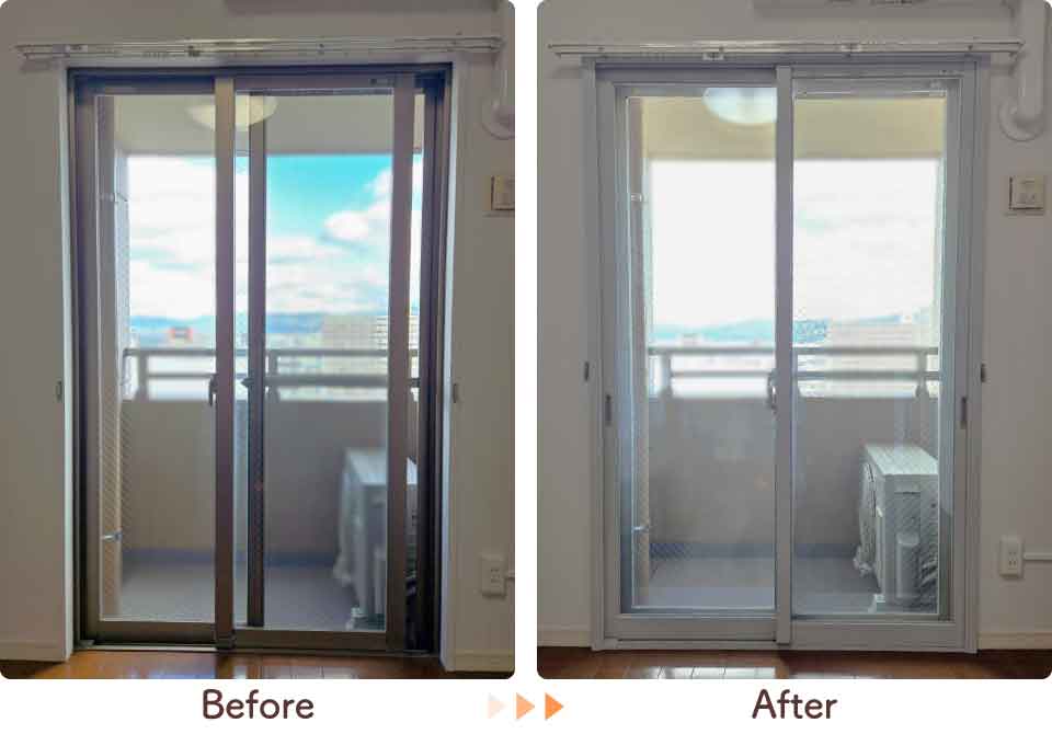 佐賀県佐賀市T様内窓リフォーム洋室掃き出し窓ビフォーアフター