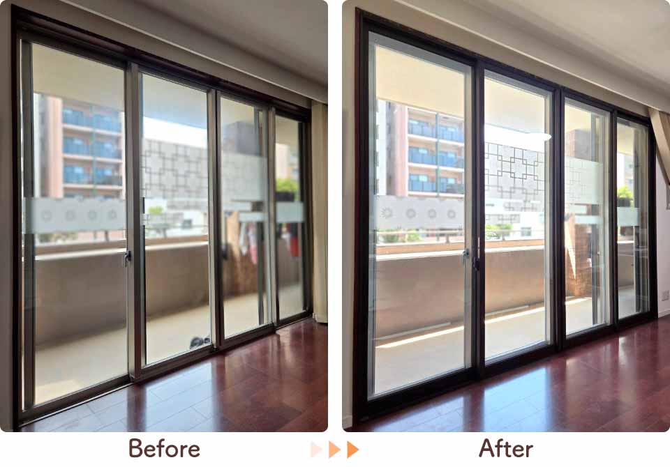 福岡県福岡市早良区K様内窓リフォームリビング掃き出し窓（4枚建）ビフォーアフター