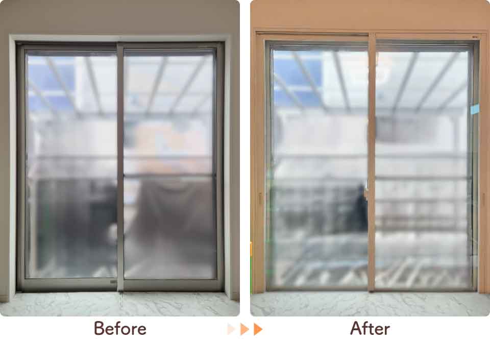 福岡県久留米市T様リビング掃き出し窓内窓リフォームビフォーアフター