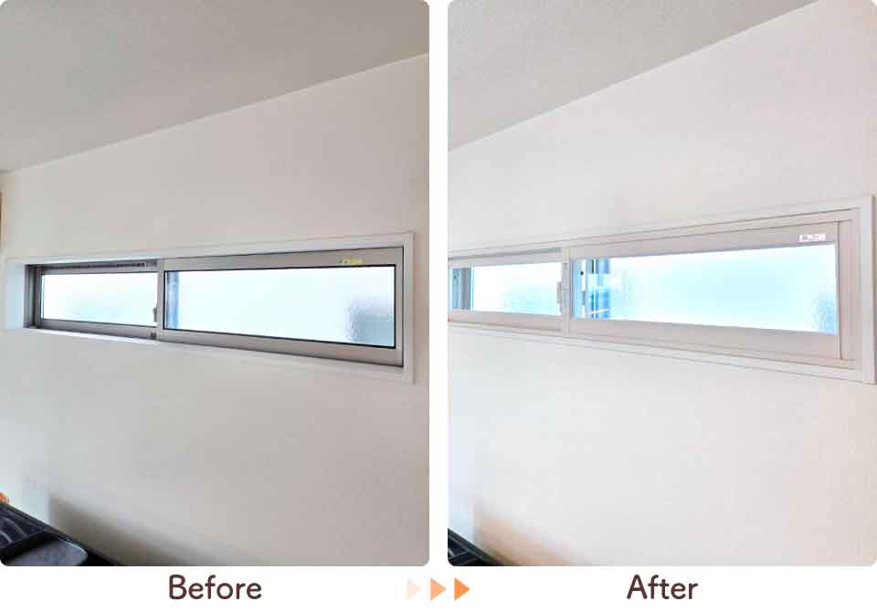 福岡県久留米市T様リビング高窓内窓リフォームビフォーアフター
