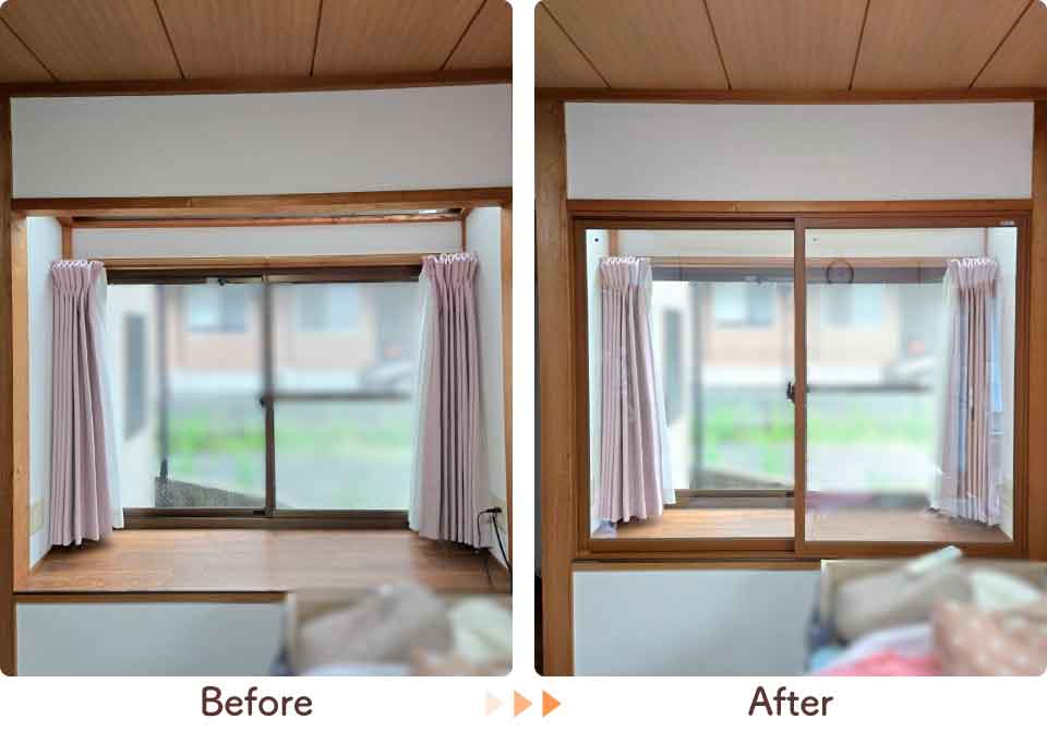福岡県久留米市Y様内窓リフォーム寝室出窓ビフォーアフター