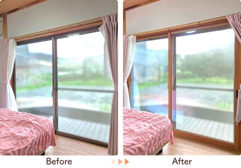 福岡県久留米市Y様内窓リフォーム寝室掃き出し窓ビフォーアフター