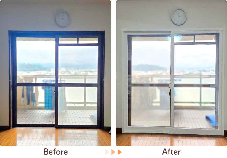 大分県別府市K様内窓リフォーム掃き出し窓ビフォーアフター