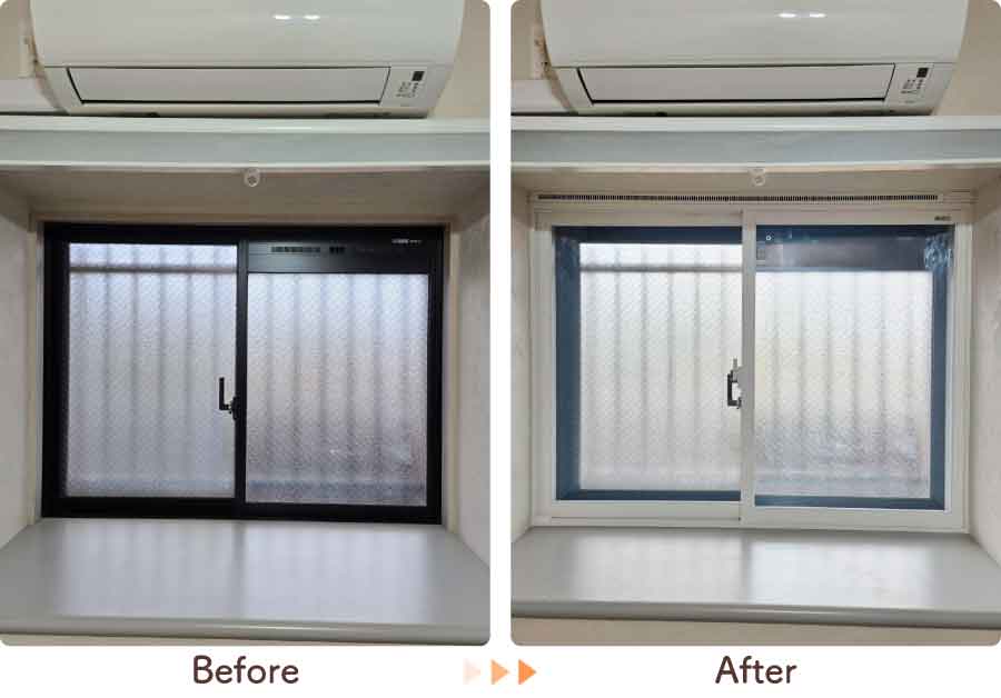 福岡県福岡市東区A様内窓リフォーム玄関ビフォーアフター