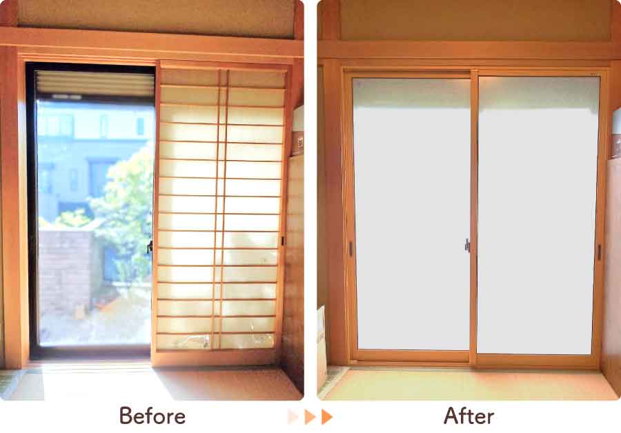 福岡県糟屋郡K様内窓リフォーム和室掃き出し窓ビフォーアフター