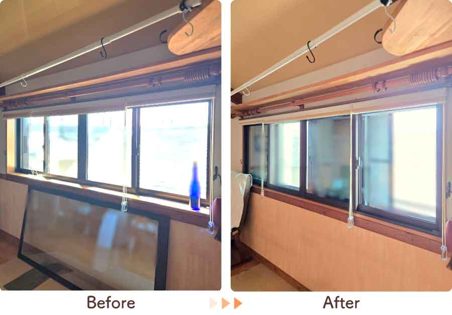 福岡県久留米市Y様内窓リフォームリビング4枚建腰高窓ビフォーアフター-(4)