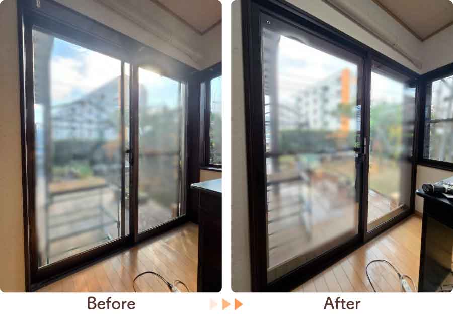 福岡県久留米市I様内窓リフォーム縁側掃き出し窓ビフォーアフター-(1)