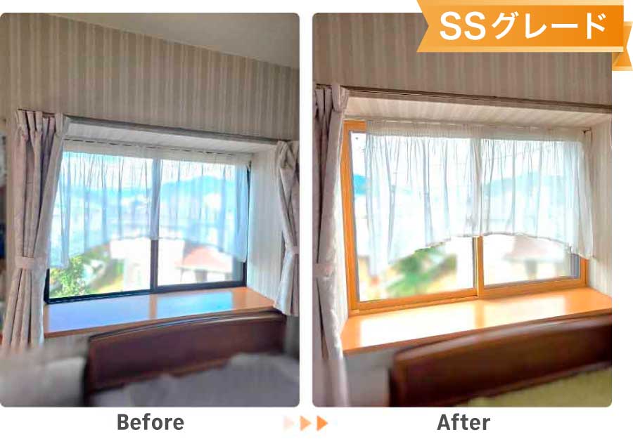 出窓中内窓施工事例ビフォーアフター画像（福岡県糟屋郡K様）